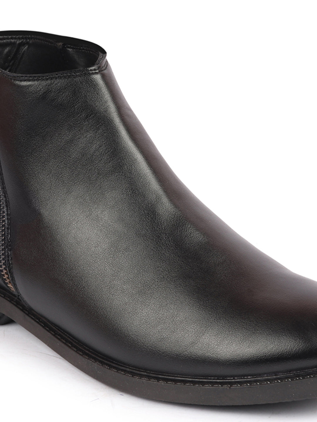 Shop Men Black High Ankle Zipper Closure Fashion Trend Classic Work Boots Online.