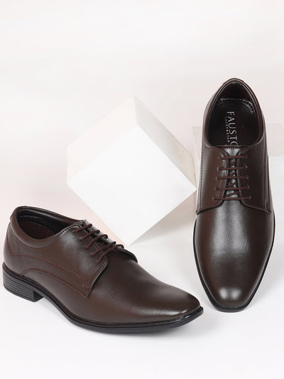 Shop Men Brown Formal Office Dress Lace Up Derby Shoes Online