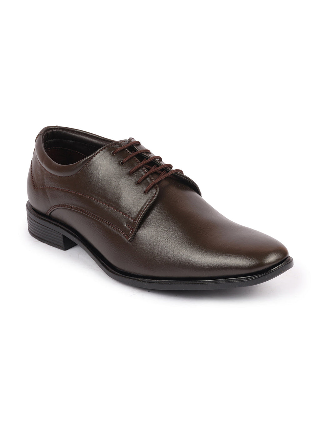 men brown formal office dress lace up derby shoes