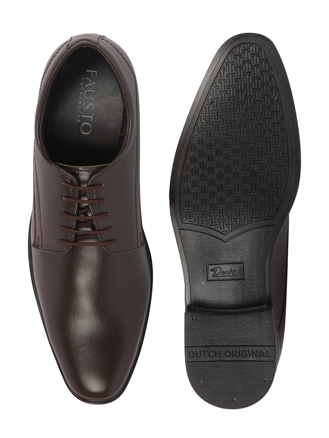 men brown formal office dress lace up derby shoes