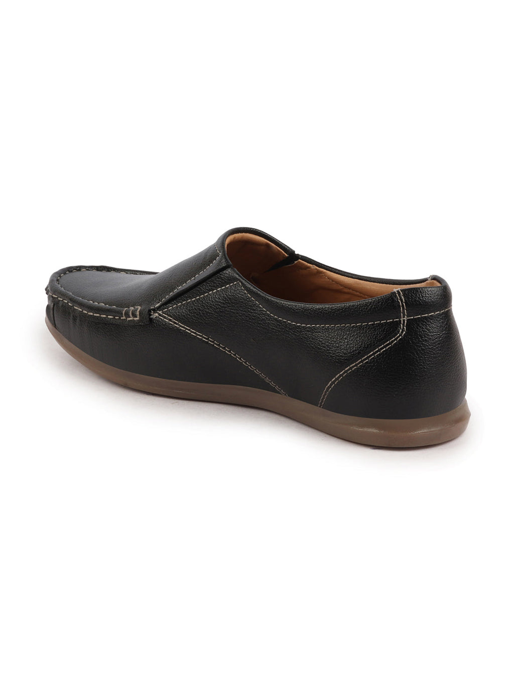 Shop Men Black Side Stitched Casual Comfort Slip On Loafer Shoes Online.