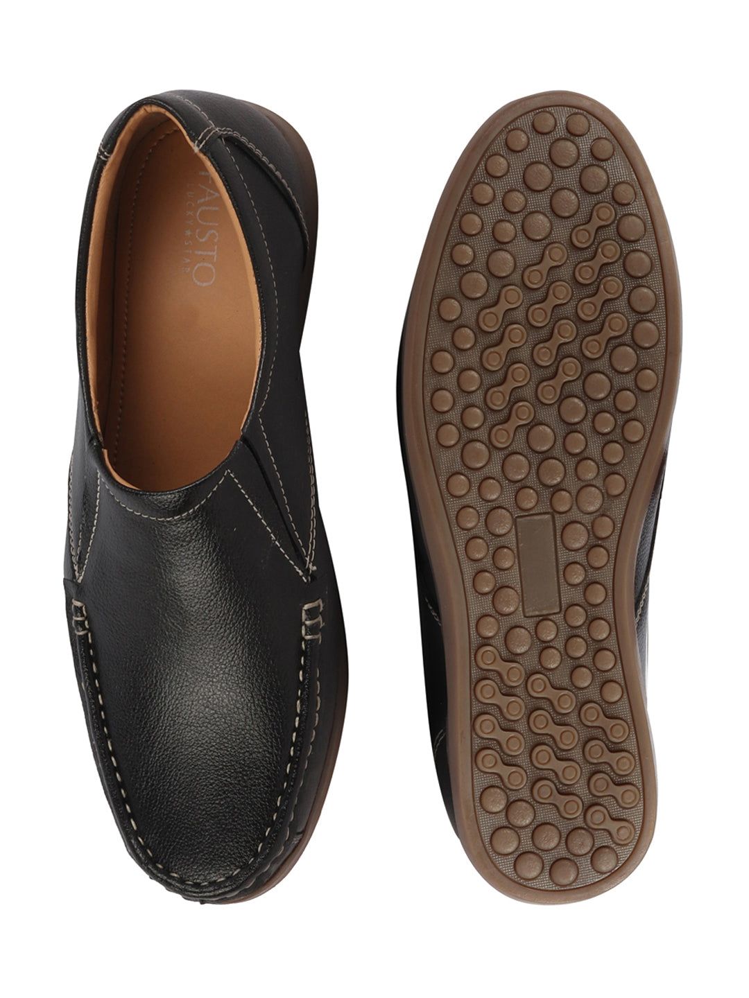 Shop Men Black Side Stitched Casual Comfort Slip On Loafer Shoes Online.