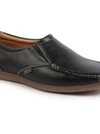 Shop Men Black Side Stitched Casual Comfort Slip On Loafer Shoes Online.