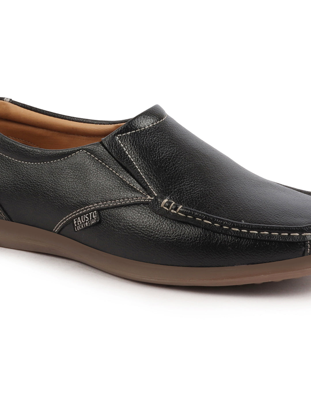 Shop Men Black Side Stitched Casual Comfort Slip On Loafer Shoes Online.