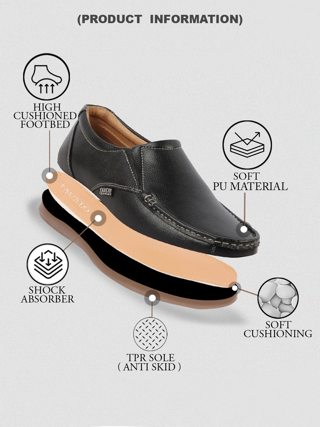 Shop Men Black Side Stitched Casual Comfort Slip On Loafer Shoes Online.