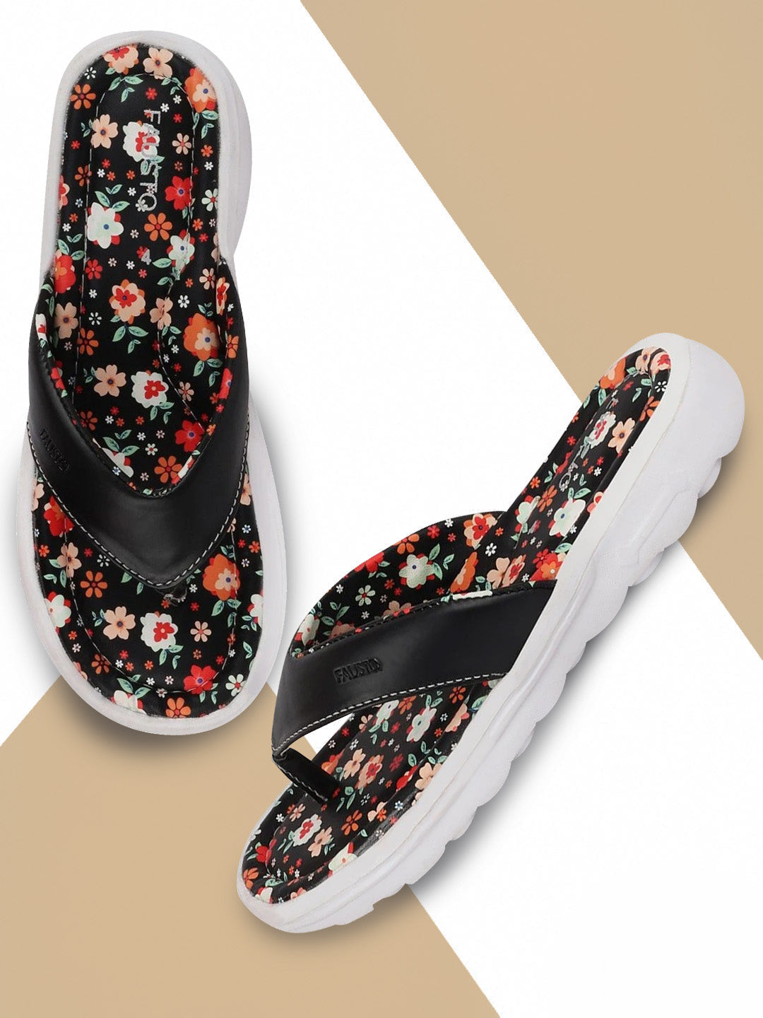 Patterned best sale flip flops