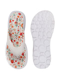 Women White Floral Slippers & Flip Flops