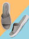 Women Grey Velcro Adjustable Slippers & Flip Flops