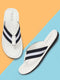 Men Navy Blue Beach Stripe Slippers & Flip Flops