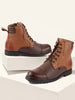 Men Brown Leather Lace Up High Top Boots