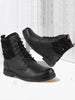Men Black Leather Lace Up High Top Boots