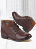 Men Brown Leather Lace Up Flat Boots