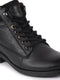 Men Black Leather Lace Up Mid Top Boots