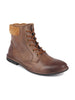 Men Brown Mid Top Lace Up Leather Boots