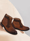 Men Tan High Ankle Lace Up Leather Boots