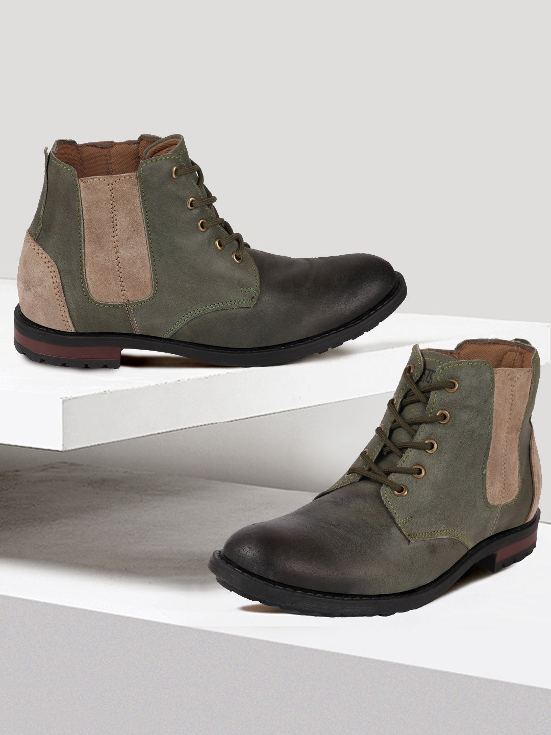 Olive green chelsea boots sales
