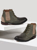 Men Olive Outdoor Leather Lace Up Chelsea Boots