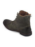 Men Olive High Ankle Lace Up Leather Zipper Boots