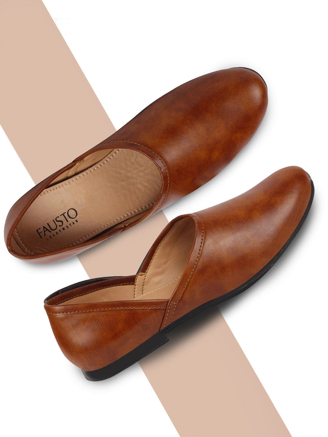 Shop Men Tan Ethnic Nagra Juttis & Mojaris Online.