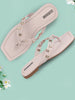 Women Lavender Party Wedding T-Strap Thong Slip On Flats Slippers