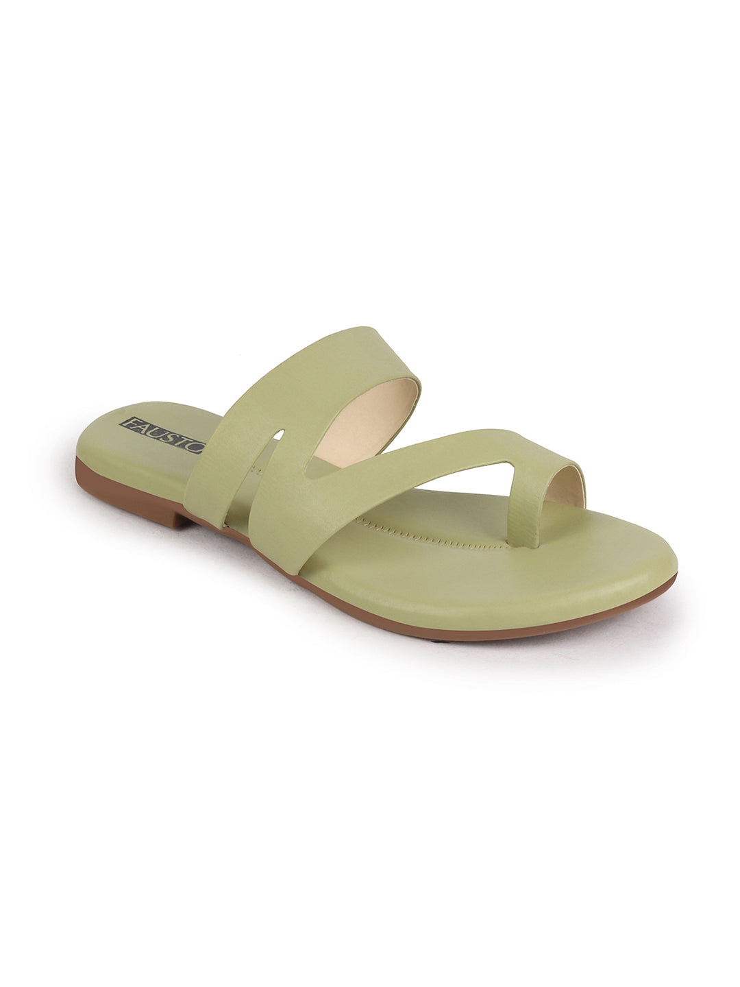 Shop Women Leaf Toe Ring Slip On Flats Slippers Online.