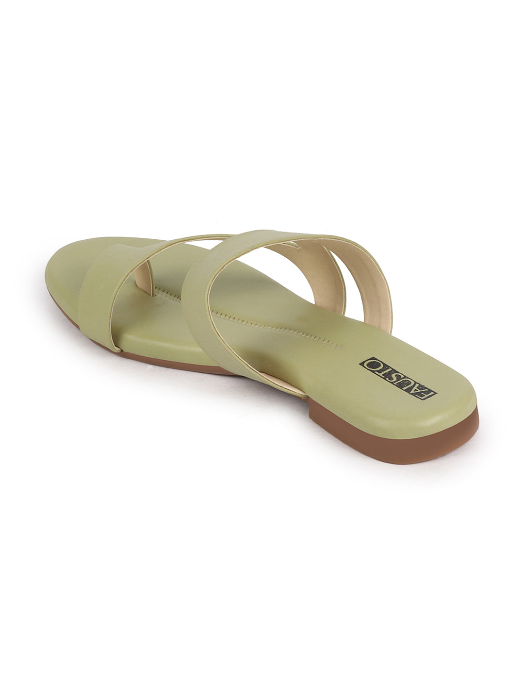 Shop Women Leaf Toe Ring Slip On Flats Slippers Online.