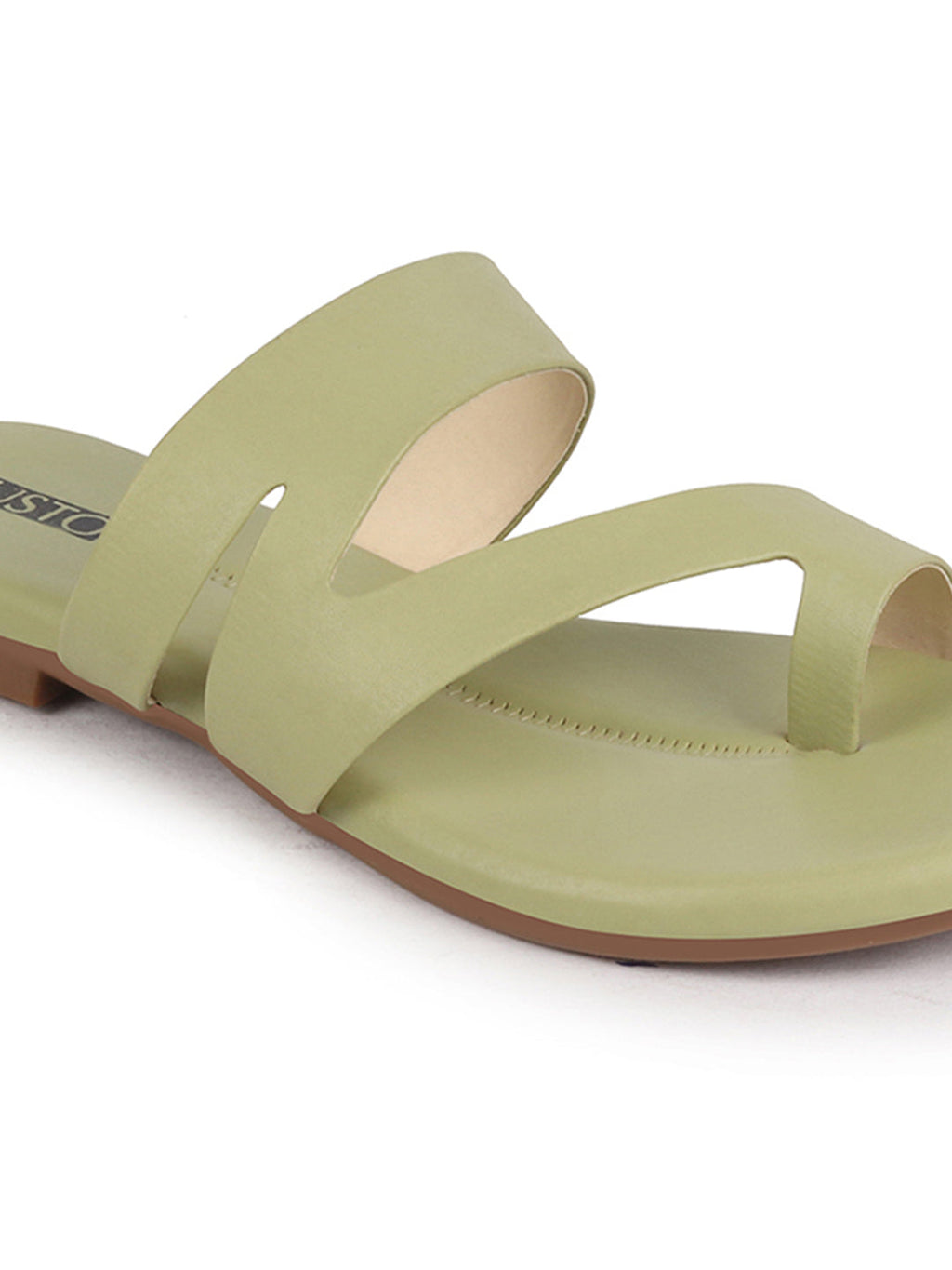 Shop Women Leaf Toe Ring Slip On Flats Slippers Online.