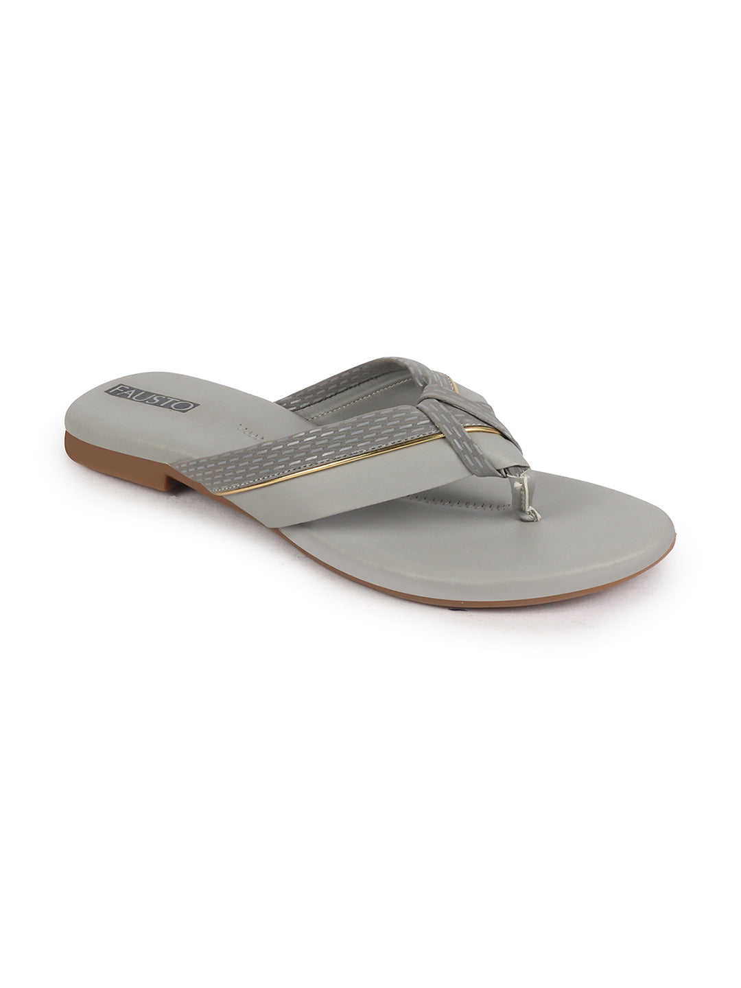 Shop Women Grey T-Strap Thong Slip On Flats Slippers Online.