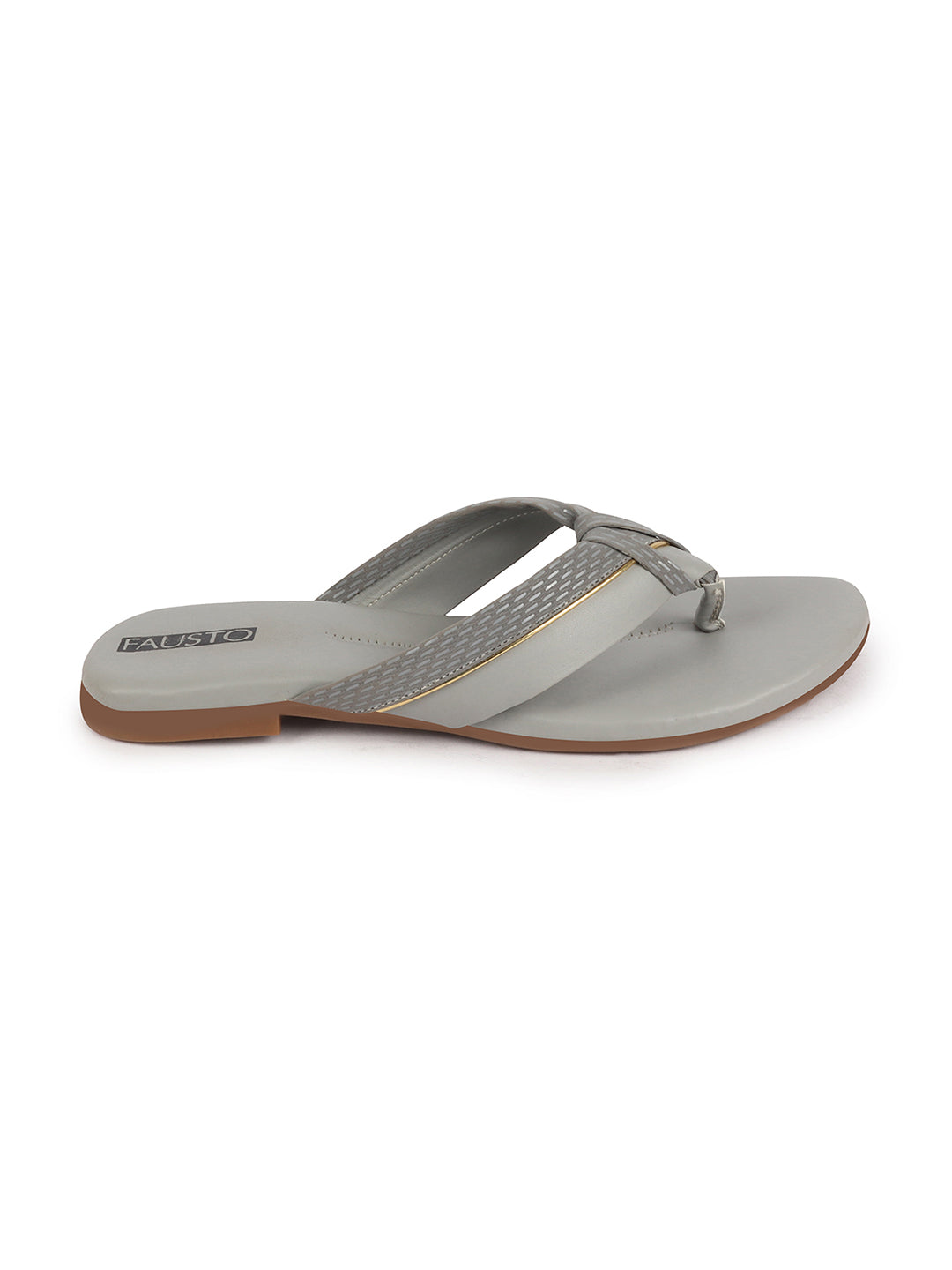 Shop Women Grey T-Strap Thong Slip On Flats Slippers Online.