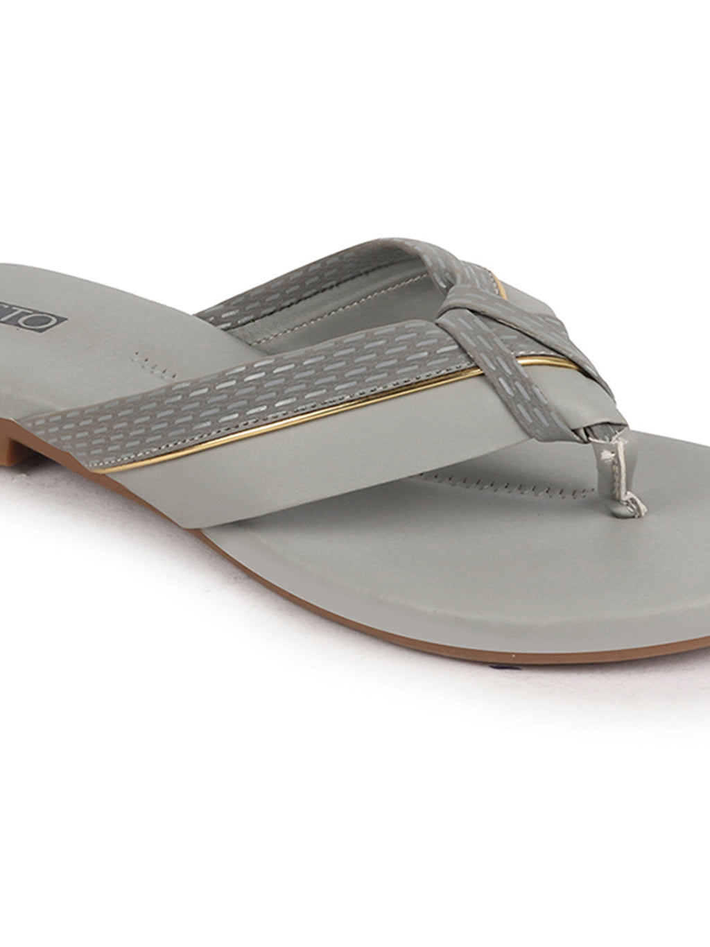 Shop Women Grey T-Strap Thong Slip On Flats Slippers Online.