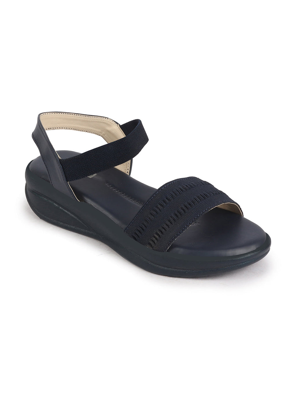 Shop Women Blue Open Toe Platform Woven Design Slip On Sandals Online.