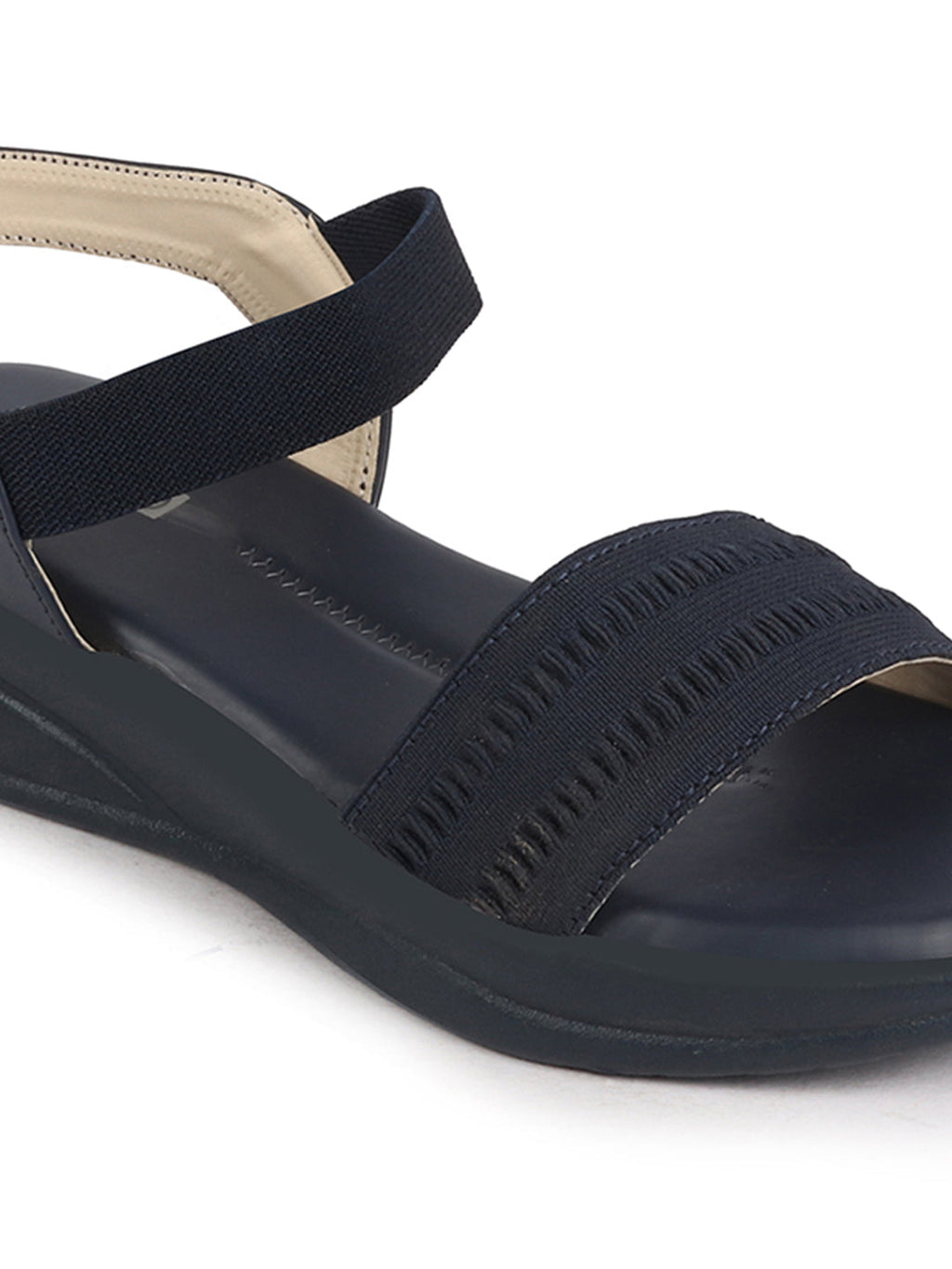 Shop Women Blue Open Toe Platform Woven Design Slip On Sandals Online.