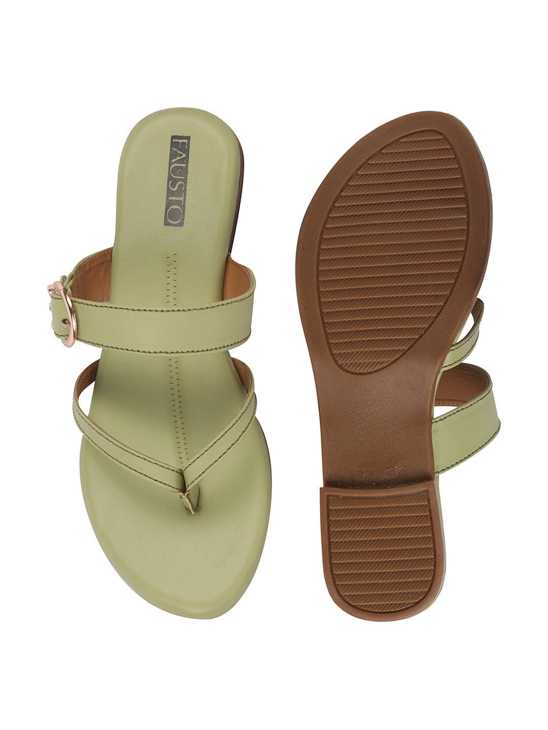 Shop Women Leaf Party Chrome Design Buckle Strap Thong Slip On Flats Slipper Online.