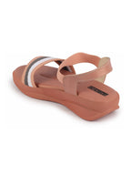 Shop Women Pink Open Toe Multi Color Strap Platform Woven Design Slip On Sandals Online.