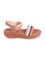 Shop Women Pink Open Toe Multi Color Strap Platform Woven Design Slip On Sandals Online.