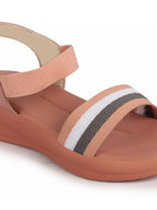 Shop Women Pink Open Toe Multi Color Strap Platform Woven Design Slip On Sandals Online.