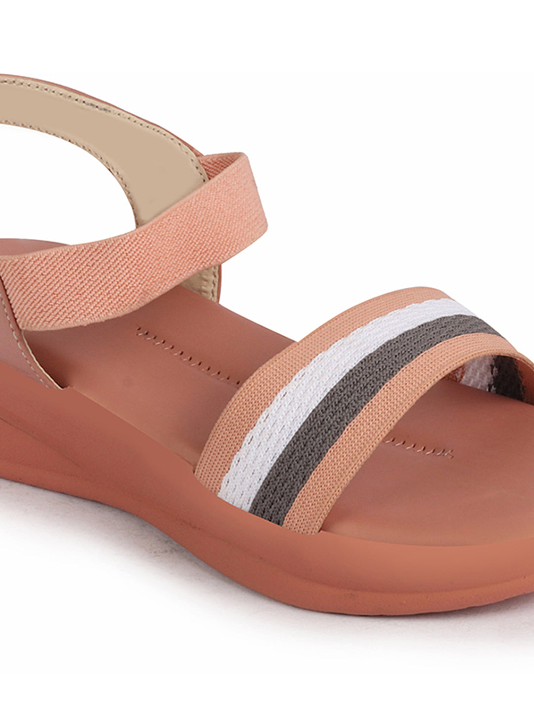 Shop Women Pink Open Toe Multi Color Strap Platform Woven Design Slip On Sandals Online.