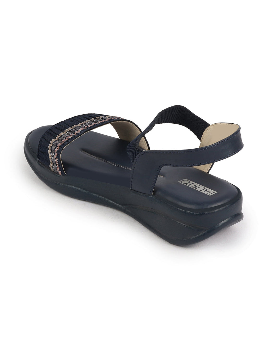 Shop Women Blue Open Toe Multi Color Strap Platform Woven Design Slip On Sandals Online.