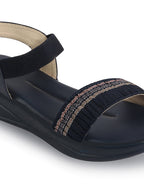 Shop Women Blue Open Toe Multi Color Strap Platform Woven Design Slip On Sandals Online.
