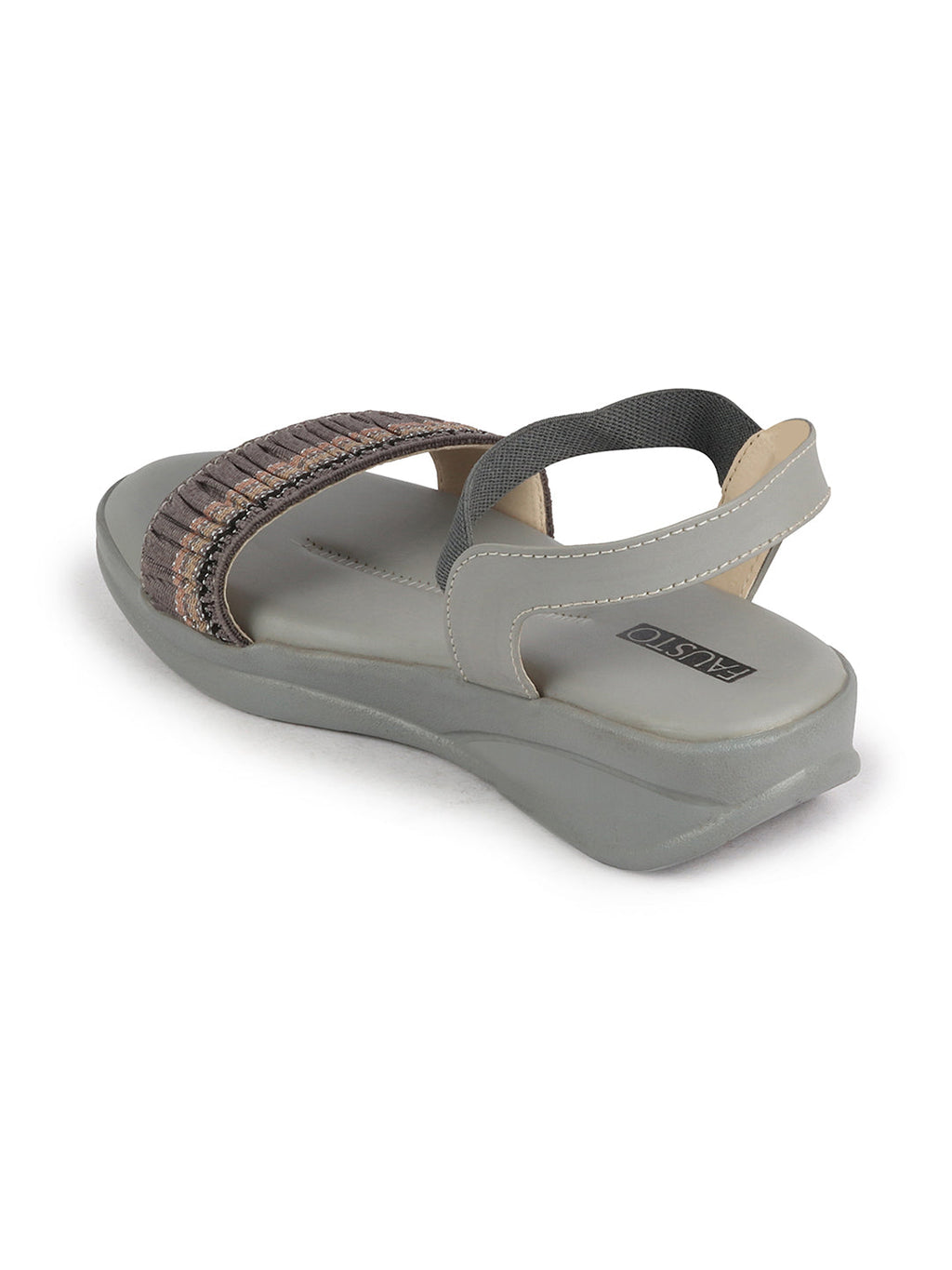 Shop Women Grey Open Toe Multi Color Strap Platform Woven Design Slip On Sandals Online.