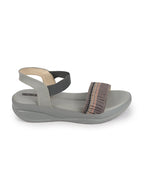 Shop Women Grey Open Toe Multi Color Strap Platform Woven Design Slip On Sandals Online.