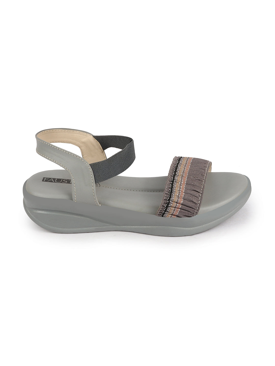 Shop Women Grey Open Toe Multi Color Strap Platform Woven Design Slip On Sandals Online.