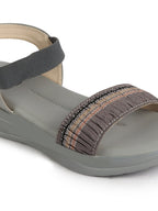 Shop Women Grey Open Toe Multi Color Strap Platform Woven Design Slip On Sandals Online.