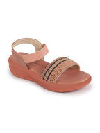 Shop Women Pink Open Toe Multi Color Strap Platform Woven Design Slip On Sandals Online.