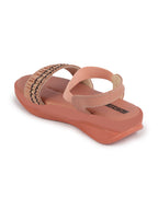 Shop Women Pink Open Toe Multi Color Strap Platform Woven Design Slip On Sandals Online.
