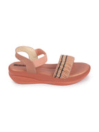 Shop Women Pink Open Toe Multi Color Strap Platform Woven Design Slip On Sandals Online.
