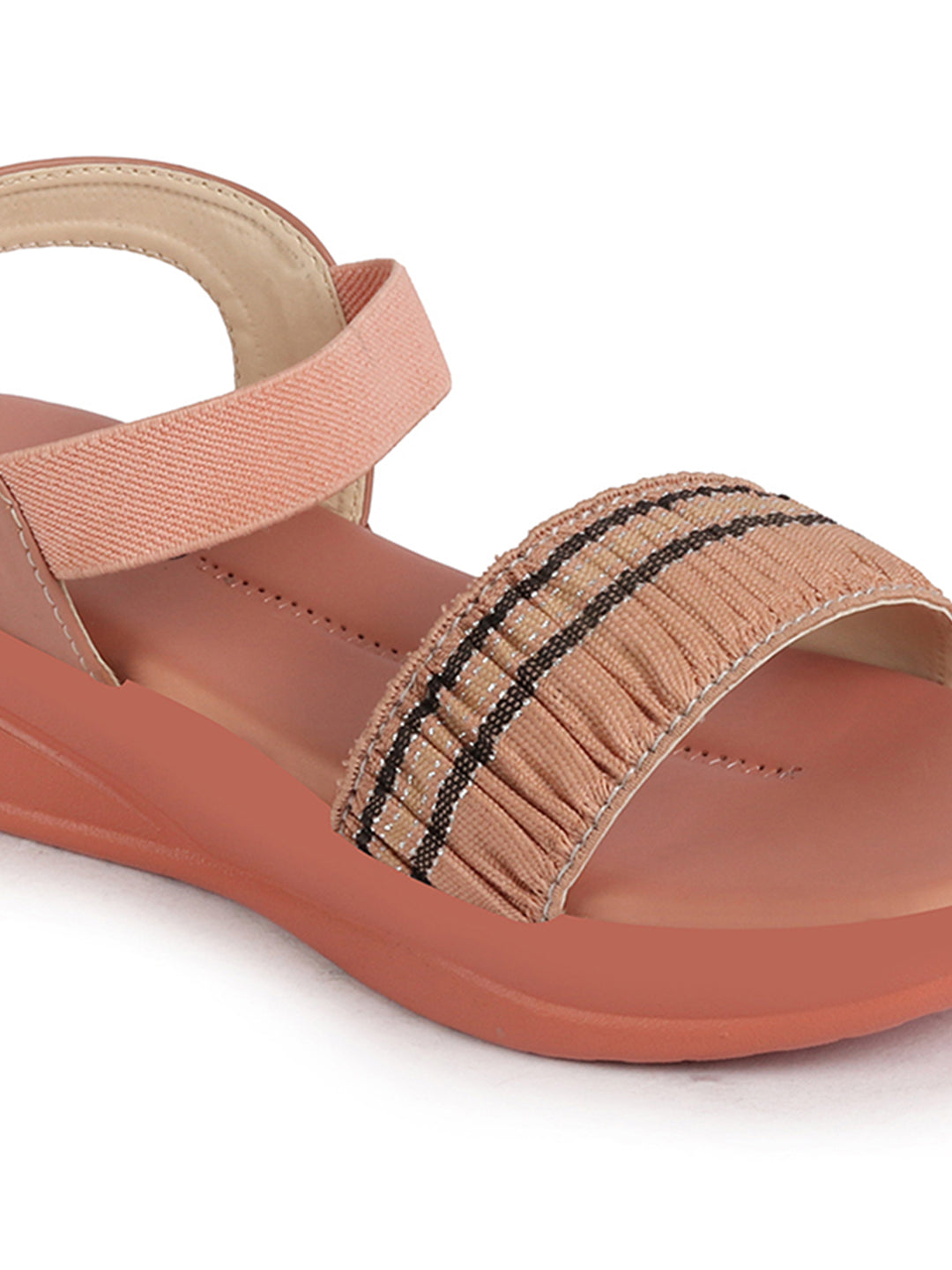 Shop Women Pink Open Toe Multi Color Strap Platform Woven Design Slip On Sandals Online.