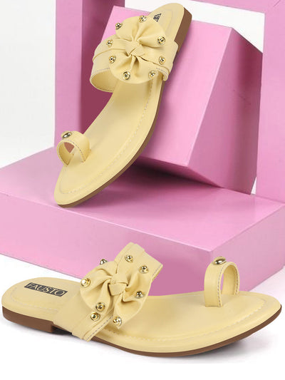 Shop Women's Lemon Toe Ring Slip On Flats Slippers Online