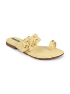 Shop Women Lemon Bow Design Toe Ring Slip On Flats Slippers Online.
