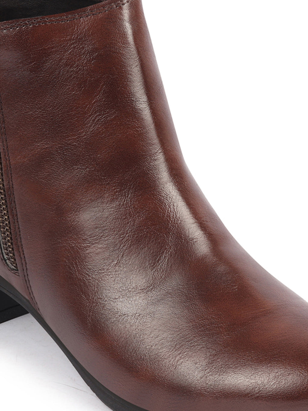 Shop Women Brown Mid Top Flared Heel Side Zipper Winter Classic Boots Online.